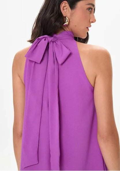 Vestido Super Midi Com Gola E Amarração