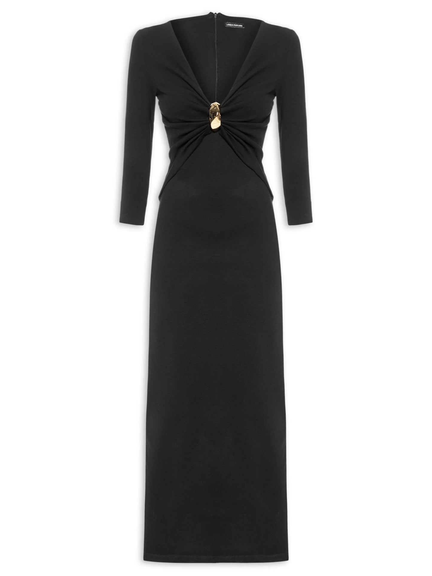 Vestido Super Midi Decote Com Metal