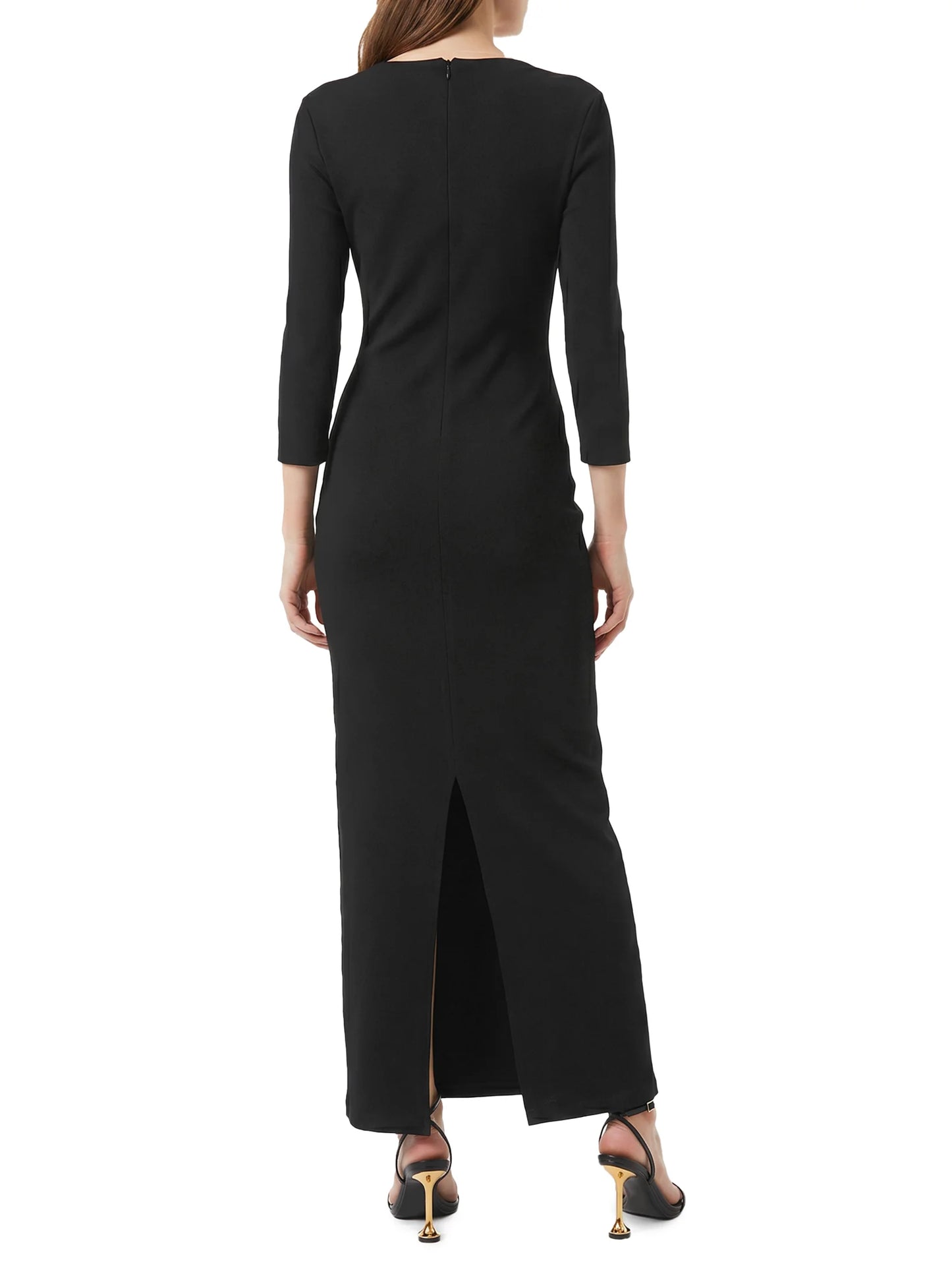 Vestido Super Midi Decote Com Metal