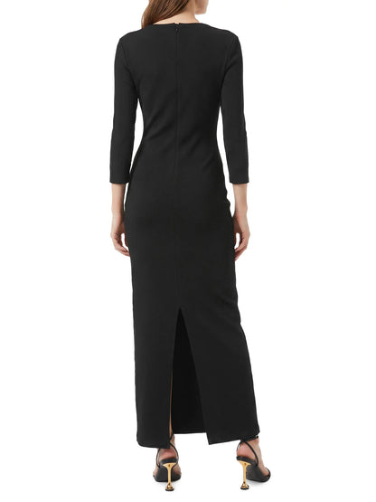 Vestido Super Midi Decote Com Metal