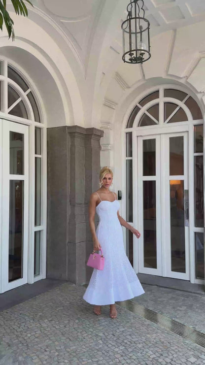 Vestido Midi Renda Branco Lace Radiance