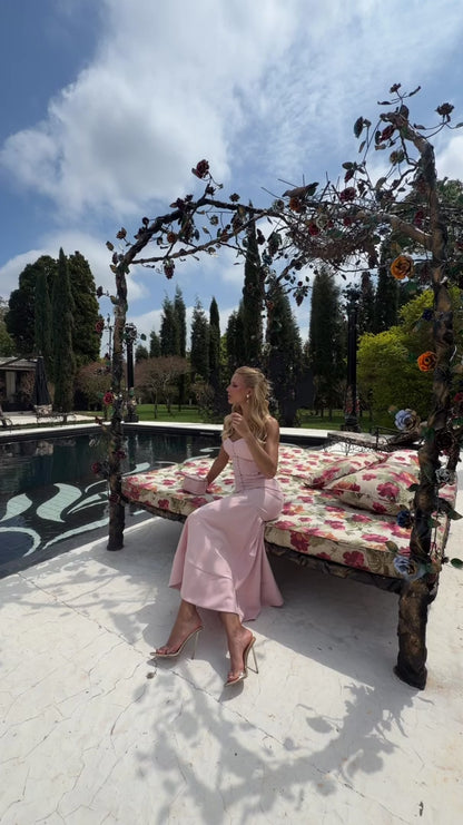 Vestido Angelica Midi Rosa Candy em Crepe