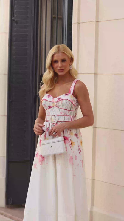 Vestido Midi Floral Pastel Pink