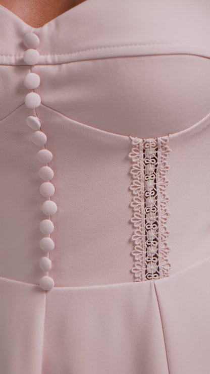 Vestido Tea & Roses Midi Rodado em Crepe Rosa Candy
