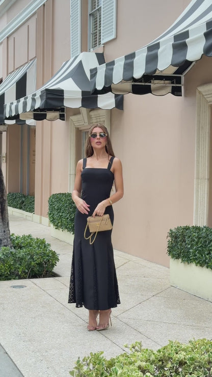 Vestido Midi Sereia Preto Riviera
