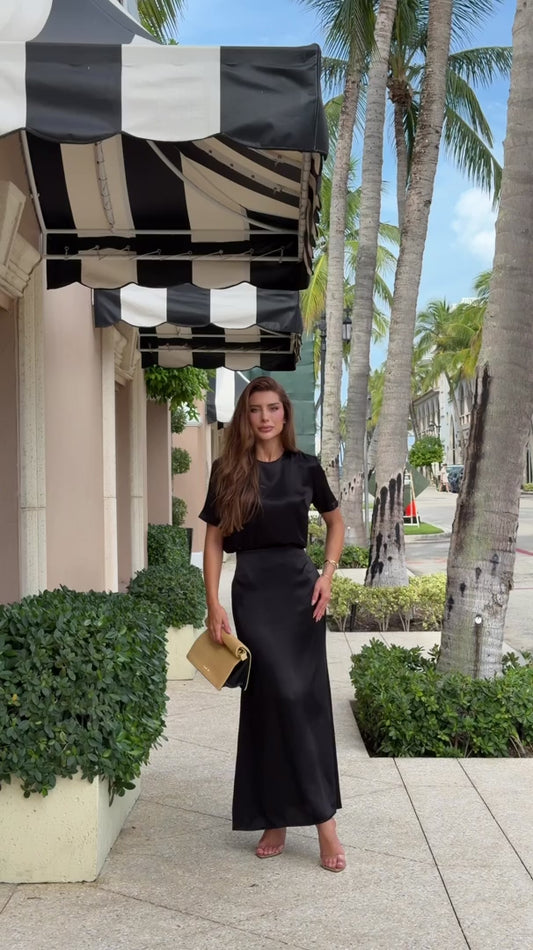 Conjunto Chandon Midi em Cetim Gloss Preto
