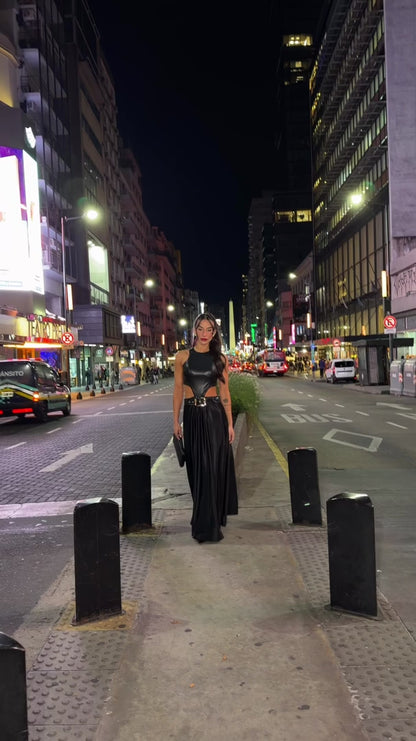 Vestido Longo Preto Cut Out Date Night