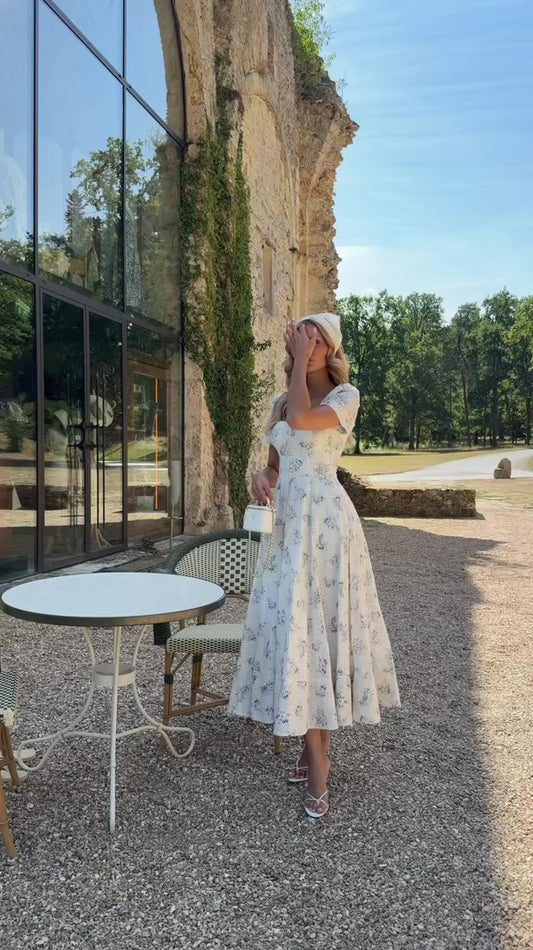 Vestido Midi Brise de Cernay Laise Floral Off White