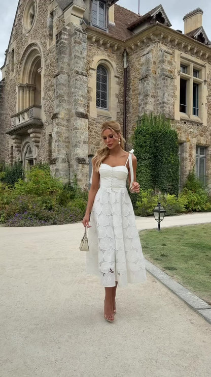 Vestido Fleur Blanche Midi de Laise Richelieu Off-White