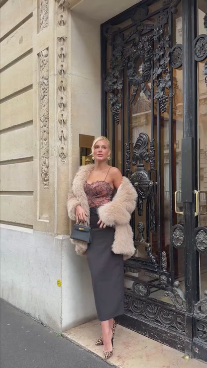 Vestido Midi em Crepe com Renda by Nicole Rocha