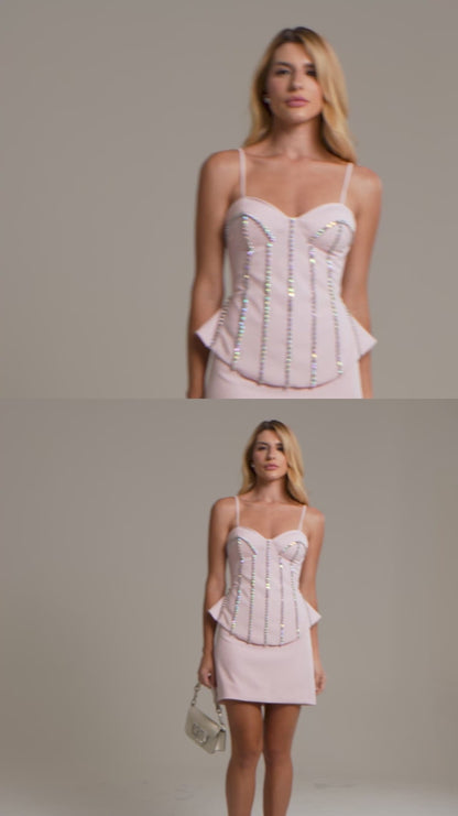 Conjunto Couture Girl Bordado em Crepe Rosa Candy